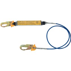 B-Safe Shock Absorbing Lanyard with Wire Rope and PVC Snap Hooks - 2m