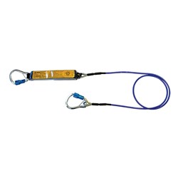 Shock Absorbing Lanyard B-Safe PVC Wire Twin Aluminium  Twist Lock Karabiners 50KG-140KG
