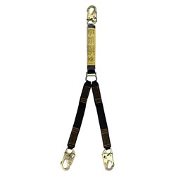 B-Safe Shock Absorbing Twin Lanyard with Webbing and Snap Hooks - 1m
