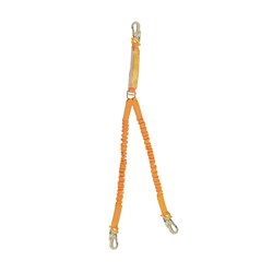 Shock Absorbing Lanyard B-Safe Elasticised Twin 2M-1.5M Steel Snap Hooks 50KG-140KG