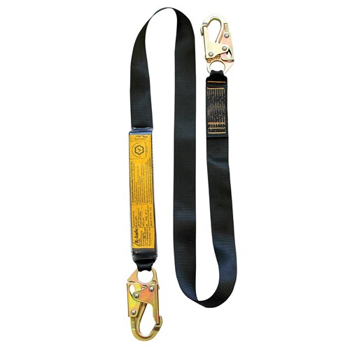 B-Safe Shock Absorbing Lanyard with Webbing and Snap Hooks - 1m
