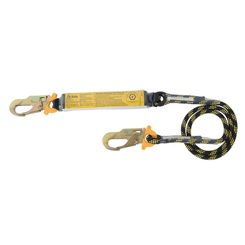 B-Safe Shock Absorbing Lanyard with Kernmantle Rope and Snap Hooks - 2m