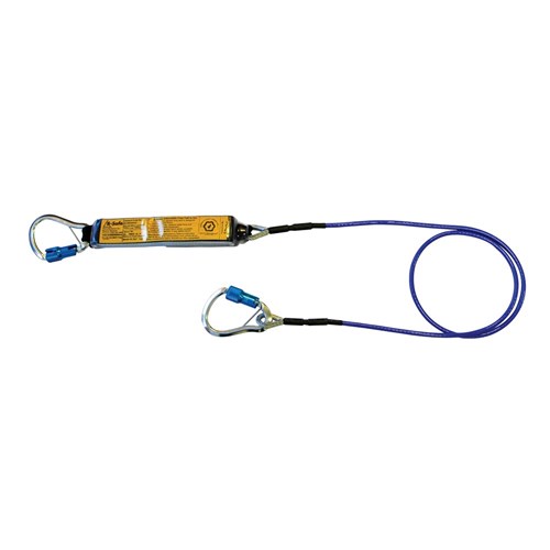 Shock Absorbing Lanyard B-Safe PVC Wire Twin Aluminium  Twist Lock Karabiners 50KG-140KG