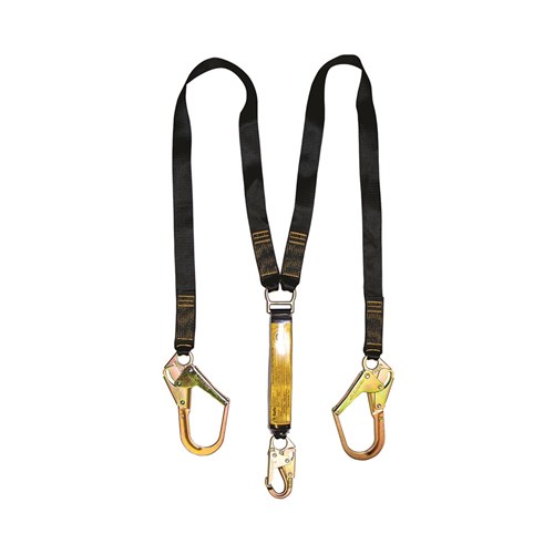 B-Safe Shock Absorbing Twin Lanyard with Webbing and Snap/Scaffold Hooks - 2m