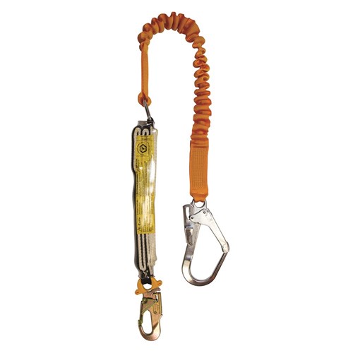 Shock Absorbing Lanyard B-Safe Elasticised 2M-1.6M Stel Snp Hooks & Scaff Hook 50KG-140KG