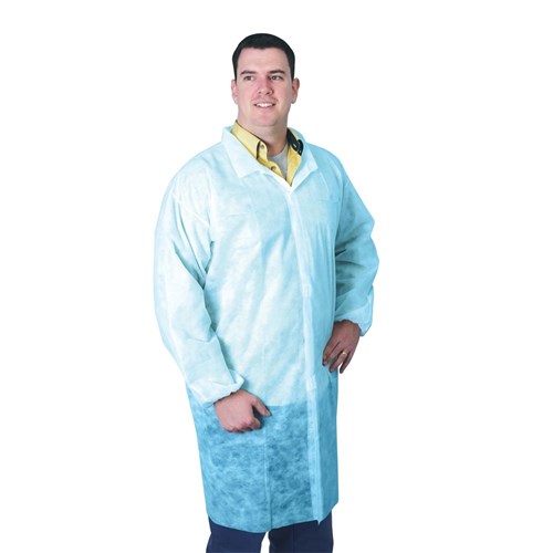 FRONTIER Disposable Lab Coat with Grip Tab