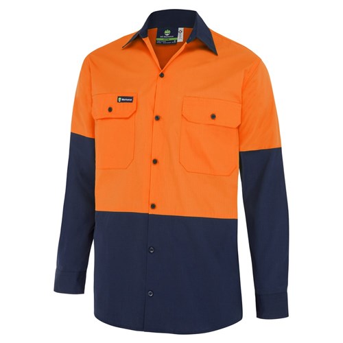 WS Workwear Mens Hi-Vis Ripstop Button-Up Shirt
