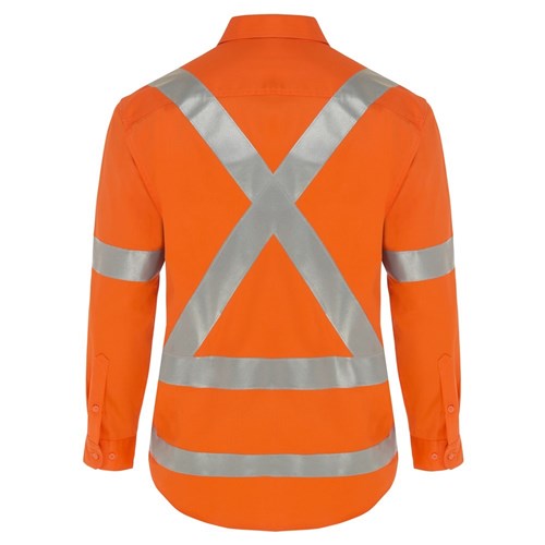 WS Workwear Mens Hi-Vis Drill Button-Up Shirt with H-X-Reflective Tape
