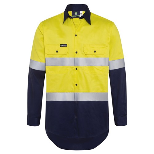 WS Workwear Hi-Vis H-Vent LS Button- Up Shirt with Reflective Tape