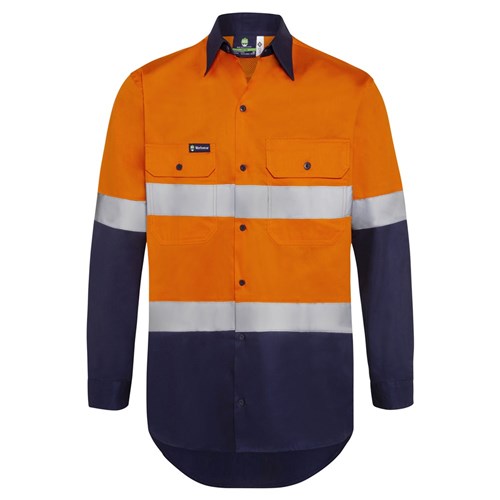 WS Workwear Hi-Vis H-Vent LS Button- Up Shirt with Reflective Tape