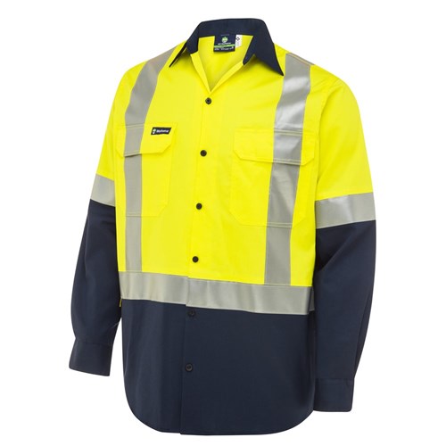 WS Workwear Koolflow Mens Hi-Vis Button-Up Shirt with H-Reflective Tape
