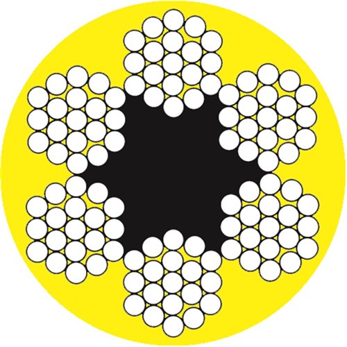 Beaver G1570 PVC Coated Galvanised Wire Rope With a Fibre Core - 6x19 (Yellow)